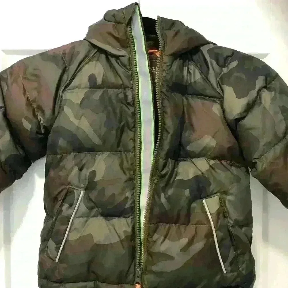 J.Crew CREWCUTS BOYS DOWN FILLED HOODED ZIP UP CAMOUFLAGE PUFFER JACKET …